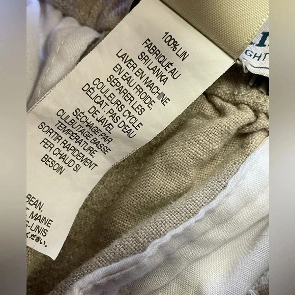 L.L.  Bean Linen Oatmeal Straight Leg Pants Size 12 - Picture 8 of 9
